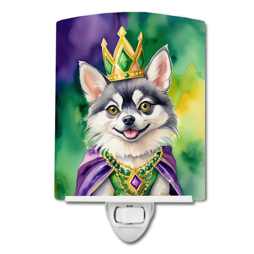 6 x 4 in. Alaskan Klee Kai King of Mardi Gras Ceramic Night Light