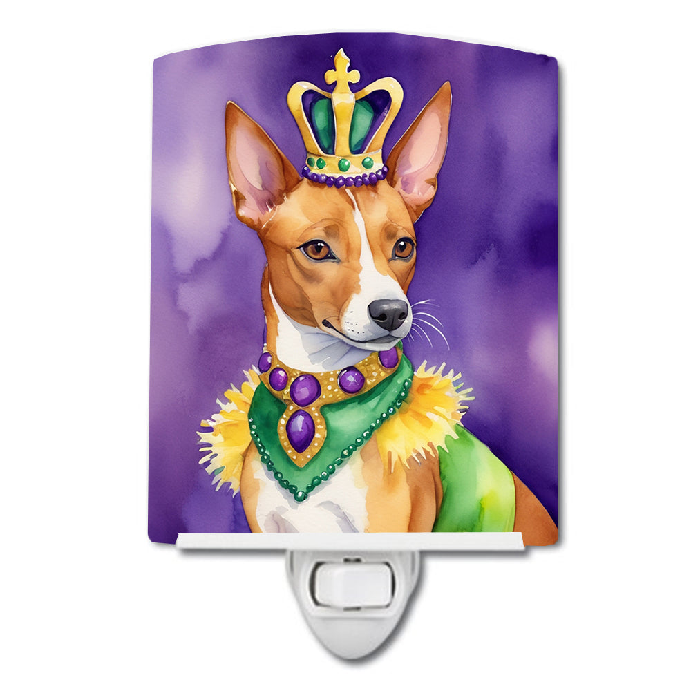 DAC4728CNL 6 x 4 in. Basenji King of Mardi Gras Ceramic Night Light