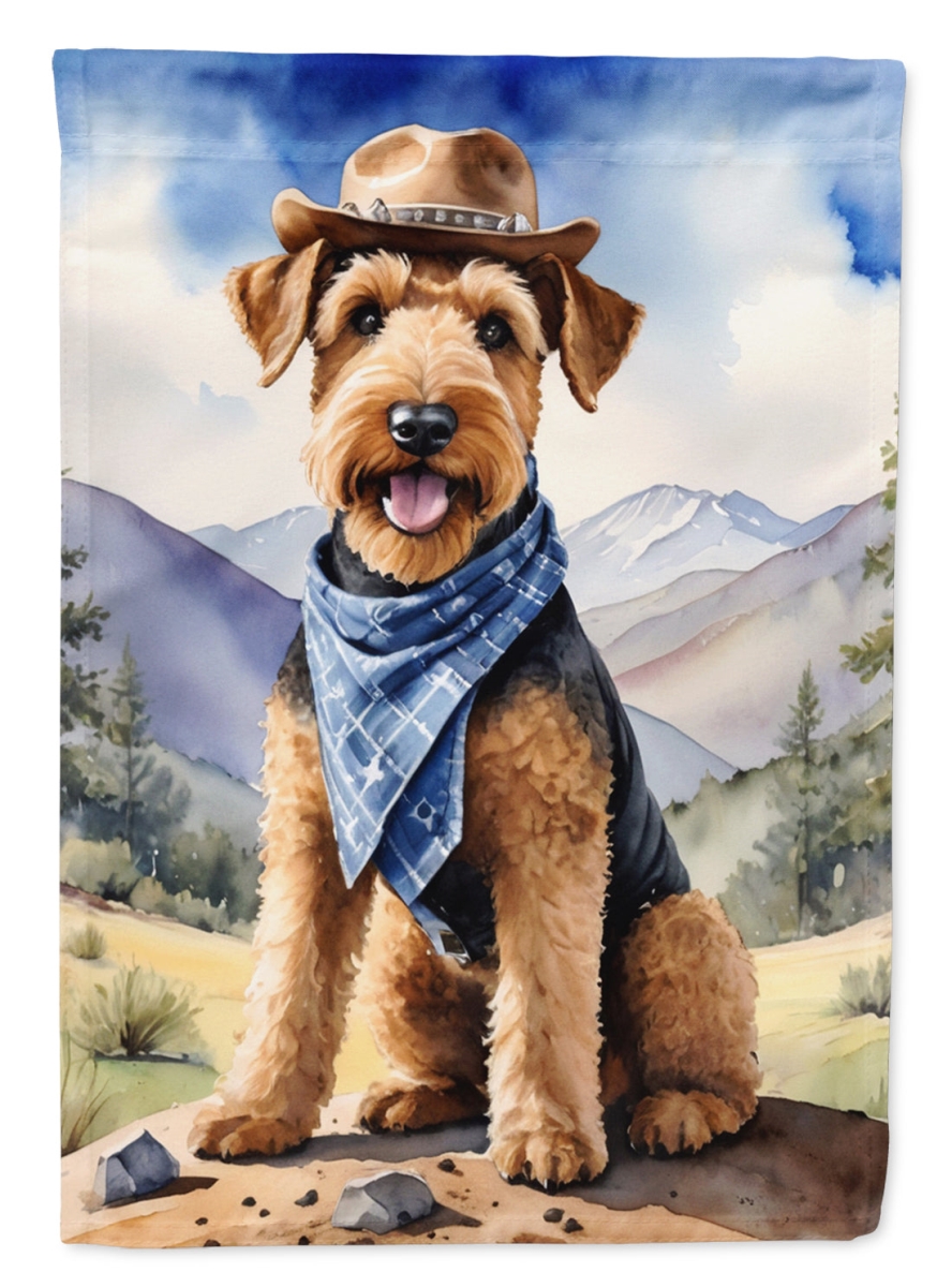 DAC5826CHF 40 x 28 in. Airedale Terrier Cowboy Welcome House Flag