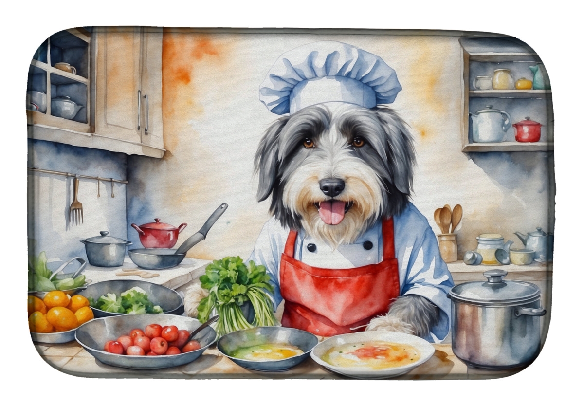 Picture of Carolines Treasures DAC6198DDM 21 x 14 in. Bearded Collie The Chef Dish Drying Mat