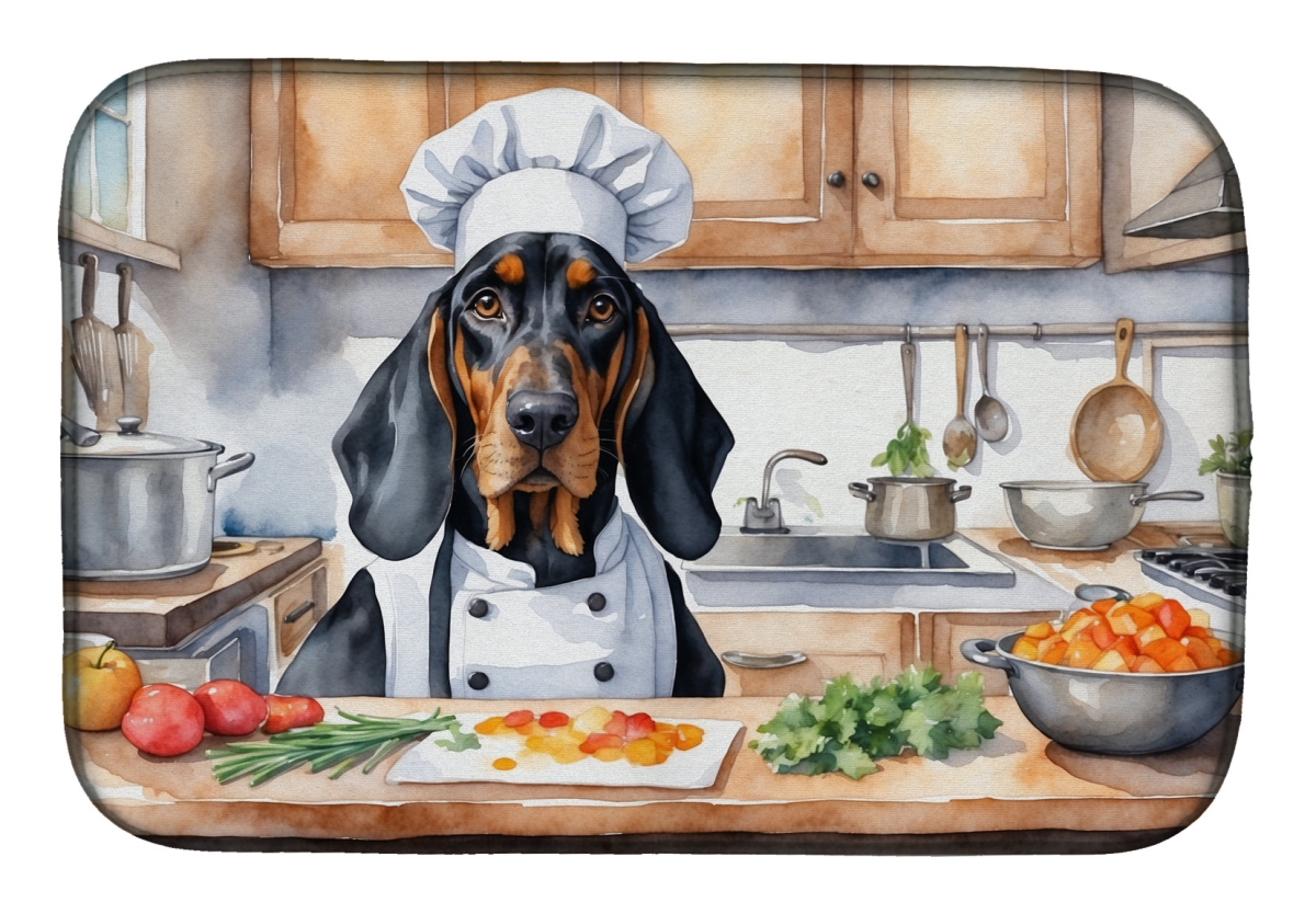 Picture of Carolines Treasures DAC6209DDM 21 x 14 in. Black & Tan Coonhound The Chef Dish Drying Mat