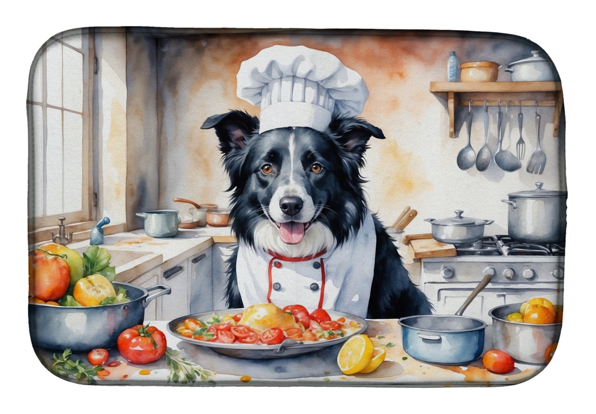 Picture of Carolines Treasures DAC6212DDM 21 x 14 in. Border Collie The Chef Dish Drying Mat