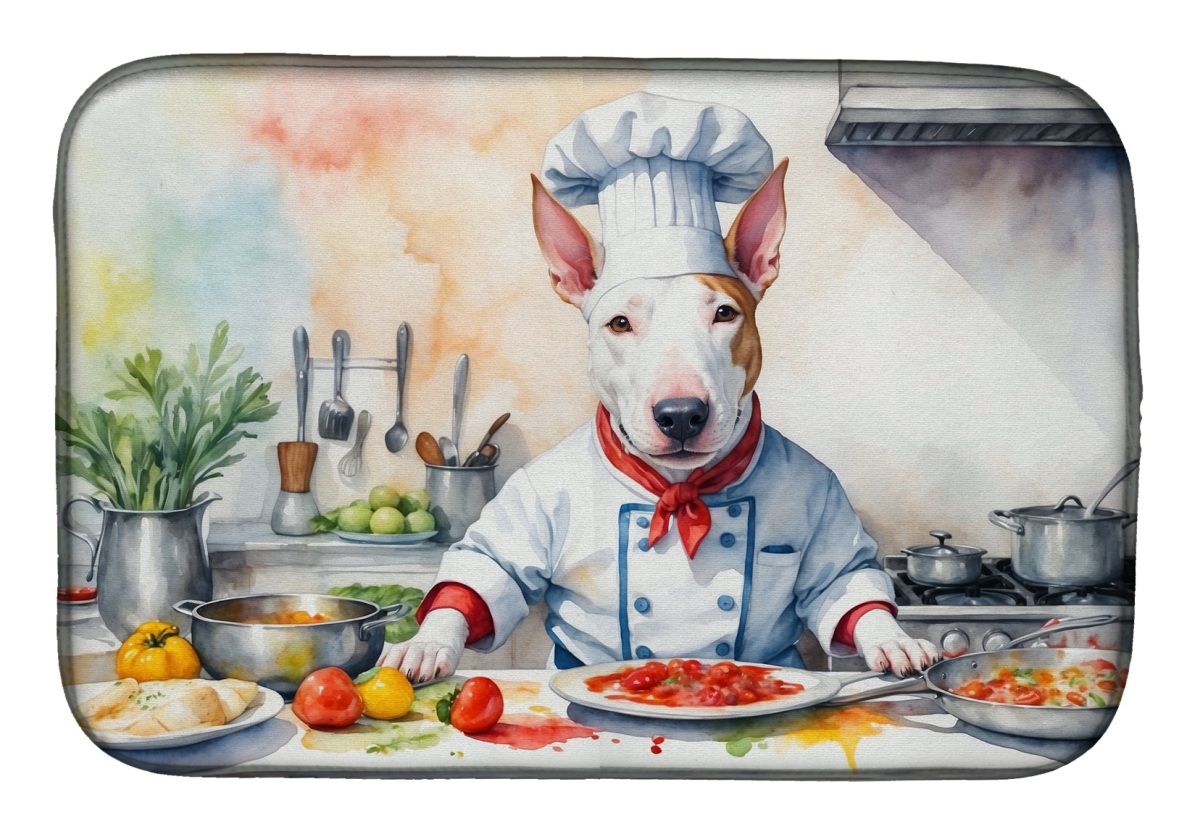 Picture of Carolines Treasures DAC6223DDM 21 x 14 in. Bull Terrier The Chef Dish Drying Mat