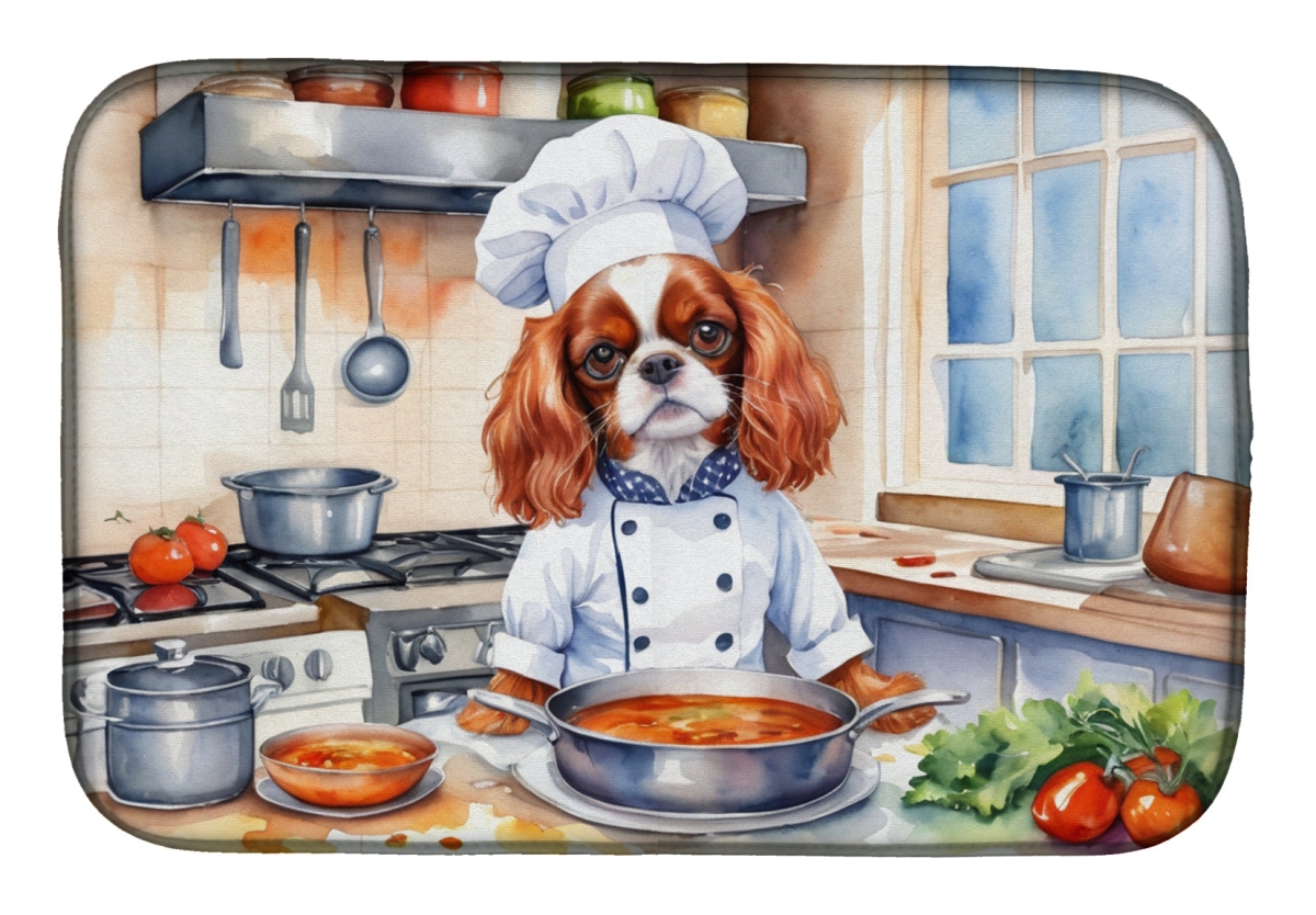 Picture of Carolines Treasures DAC6227DDM 21 x 14 in. Cavalier Spaniel The Chef Dish Drying Mat