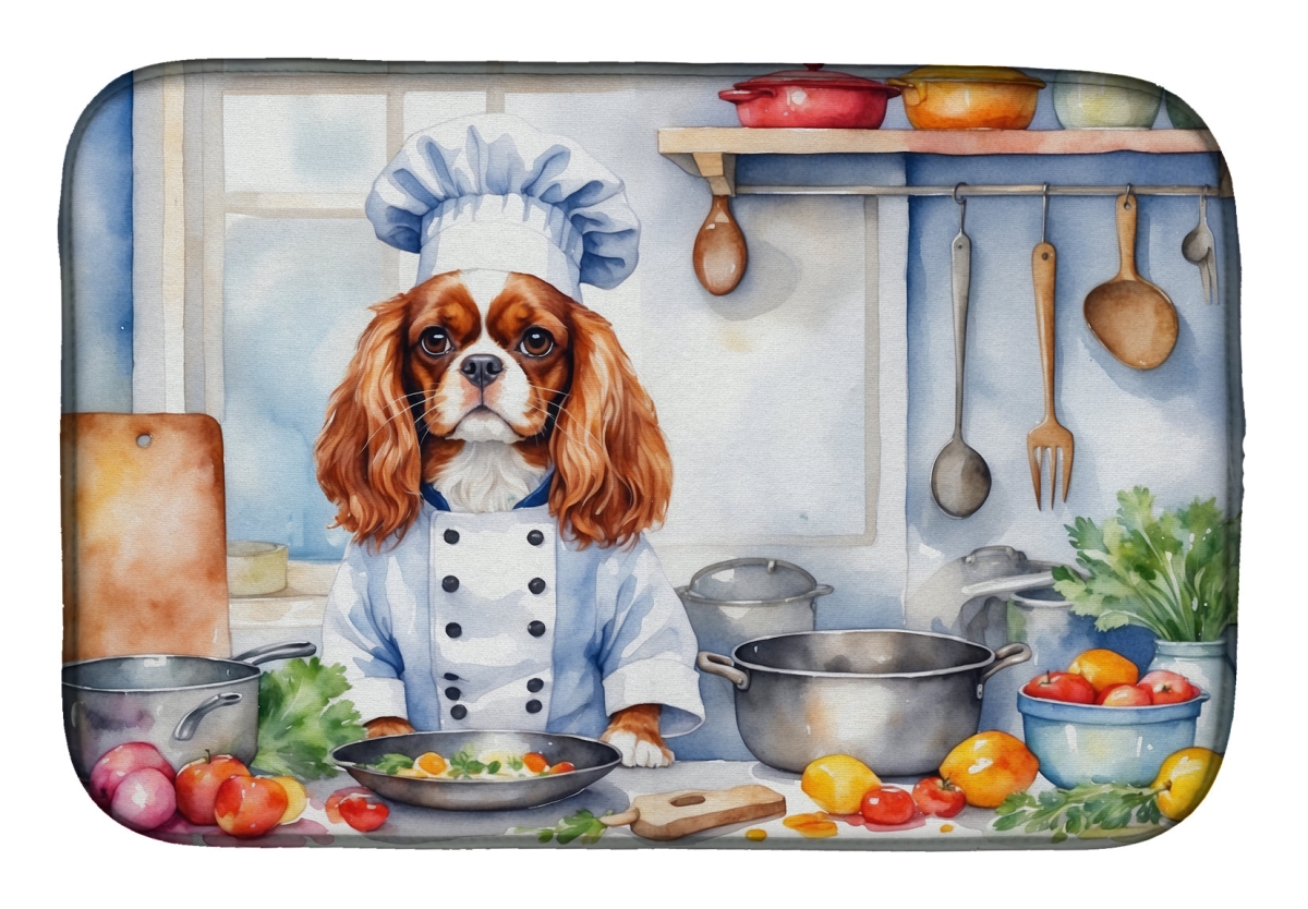 Picture of Carolines Treasures DAC6228DDM 21 x 14 in. Cavalier Spaniel The Chef Dish Drying Mat