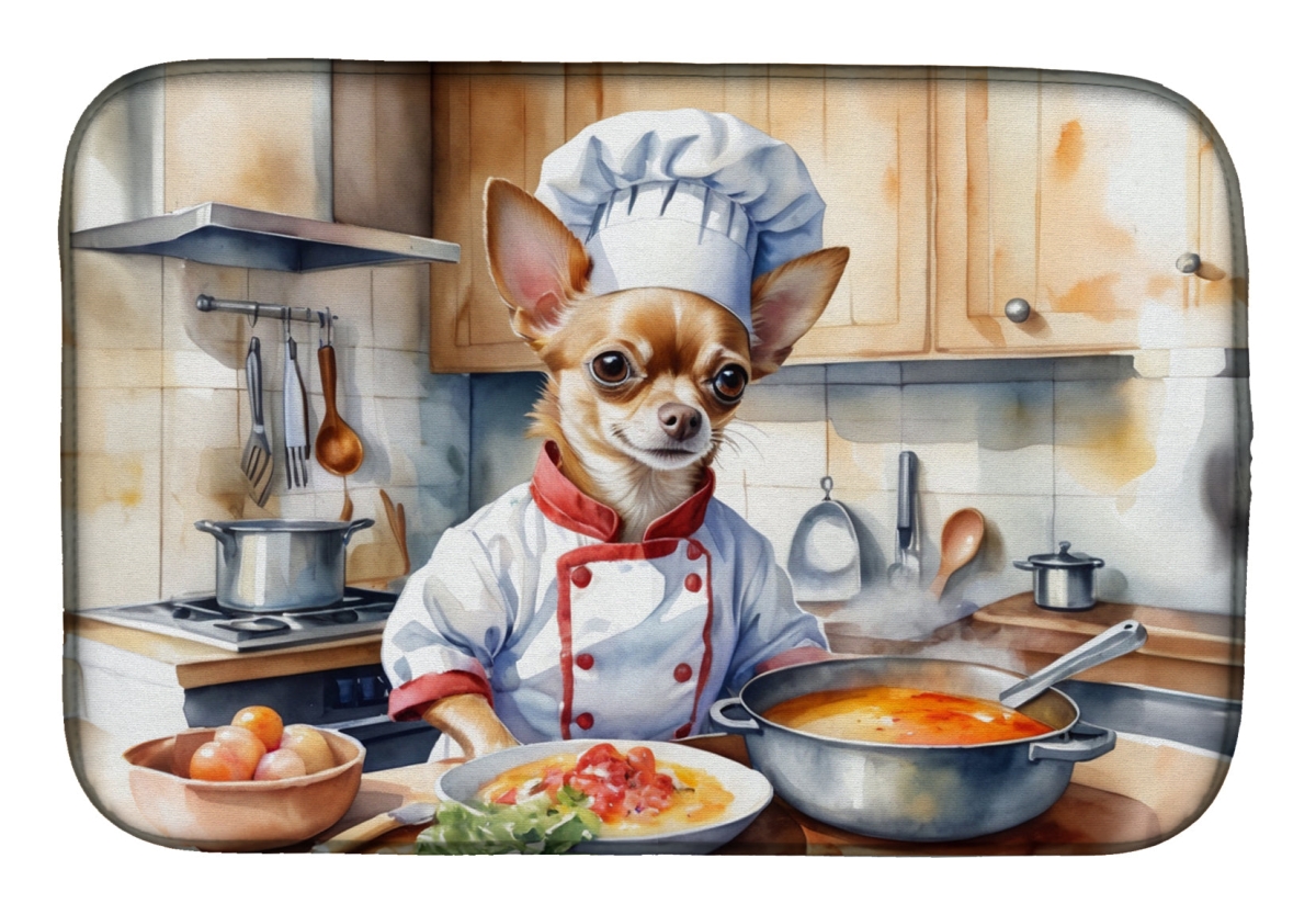 Picture of Carolines Treasures DAC6230DDM 21 x 14 in. Chihuahua The Chef Dish Drying Mat