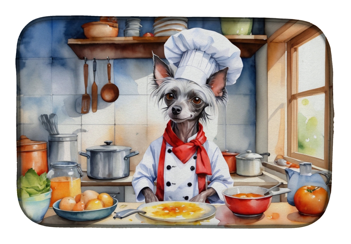 Picture of Carolines Treasures DAC6231DDM 21 x 14 in. Chinese Crested The Chef Dish Drying Mat