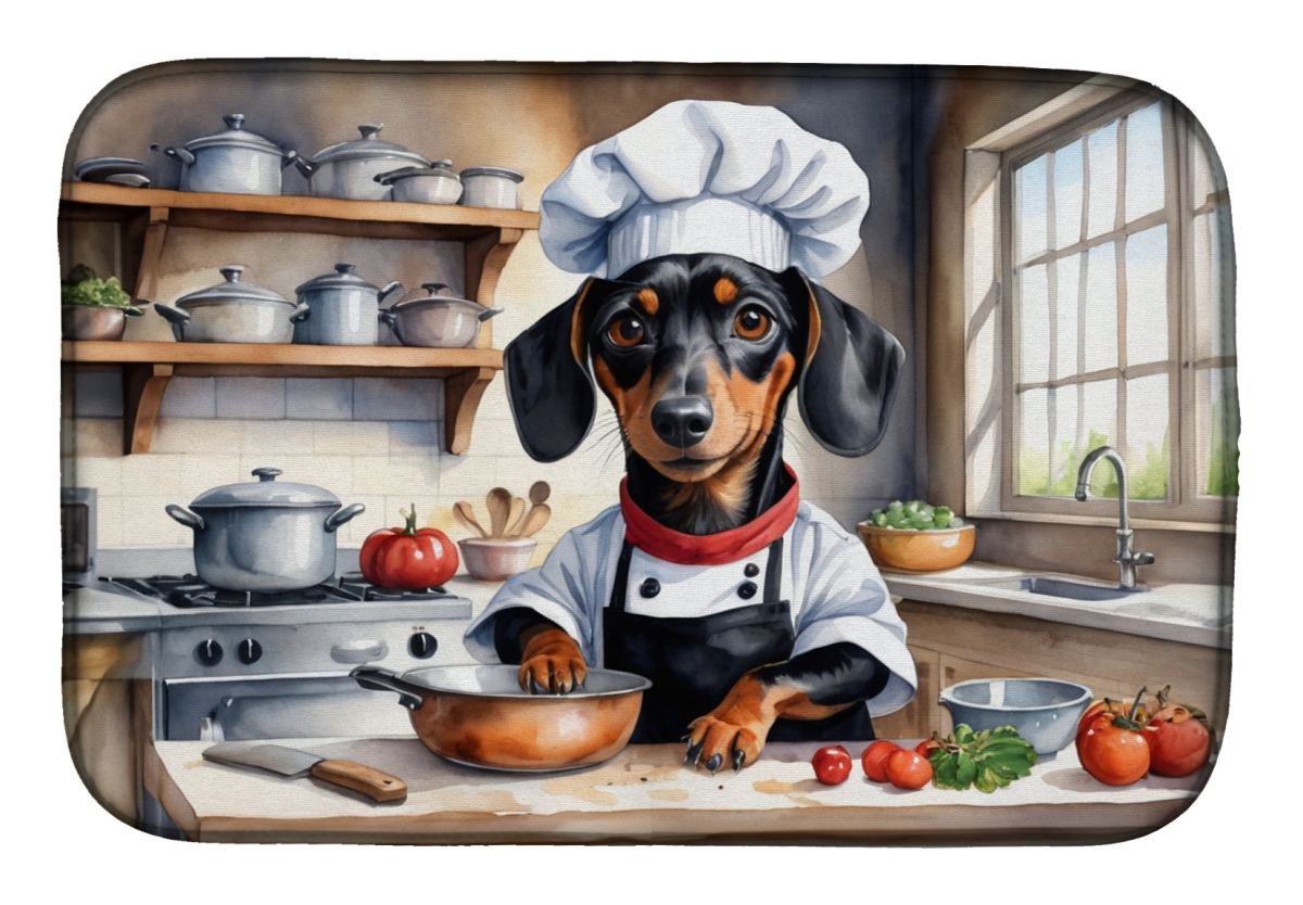 Picture of Carolines Treasures DAC6238DDM 21 x 14 in. Dachshund The Chef Dish Drying Mat