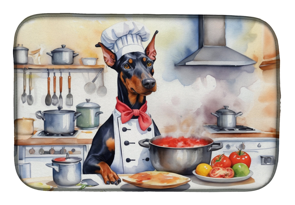 Picture of Carolines Treasures DAC6240DDM 21 x 14 in. Doberman Pinscher The Chef Dish Drying Mat