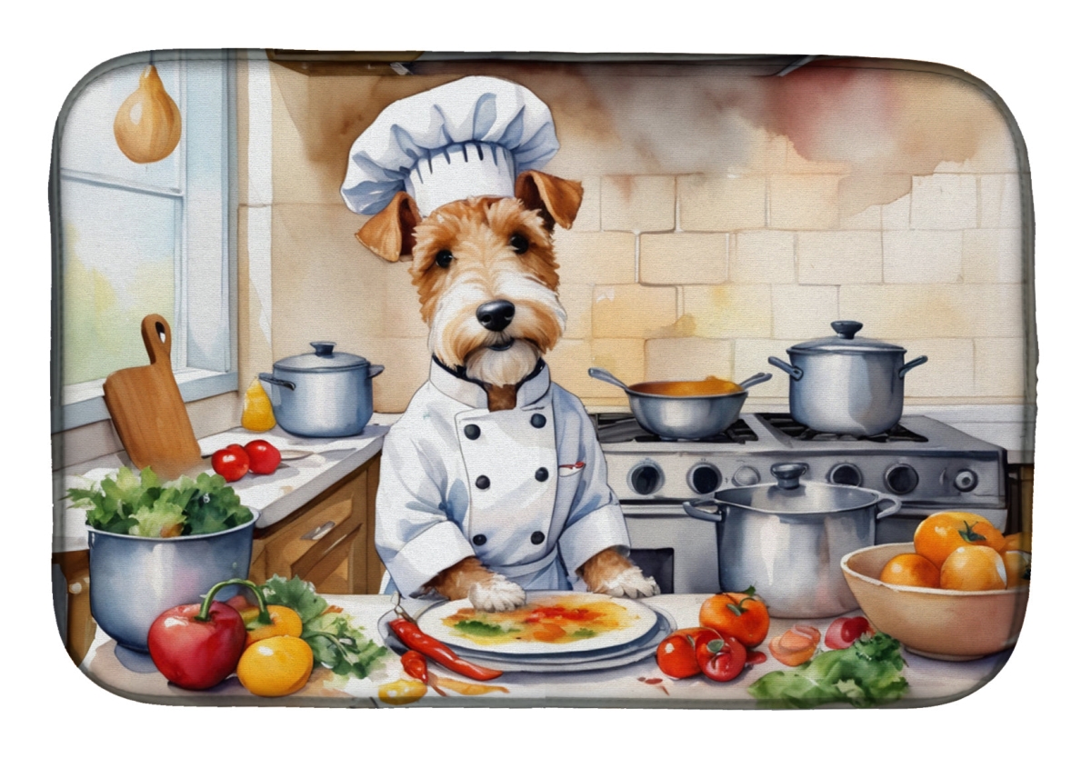 Picture of Carolines Treasures DAC6250DDM 21 x 14 in. Fox Terrier The Chef Dish Drying Mat