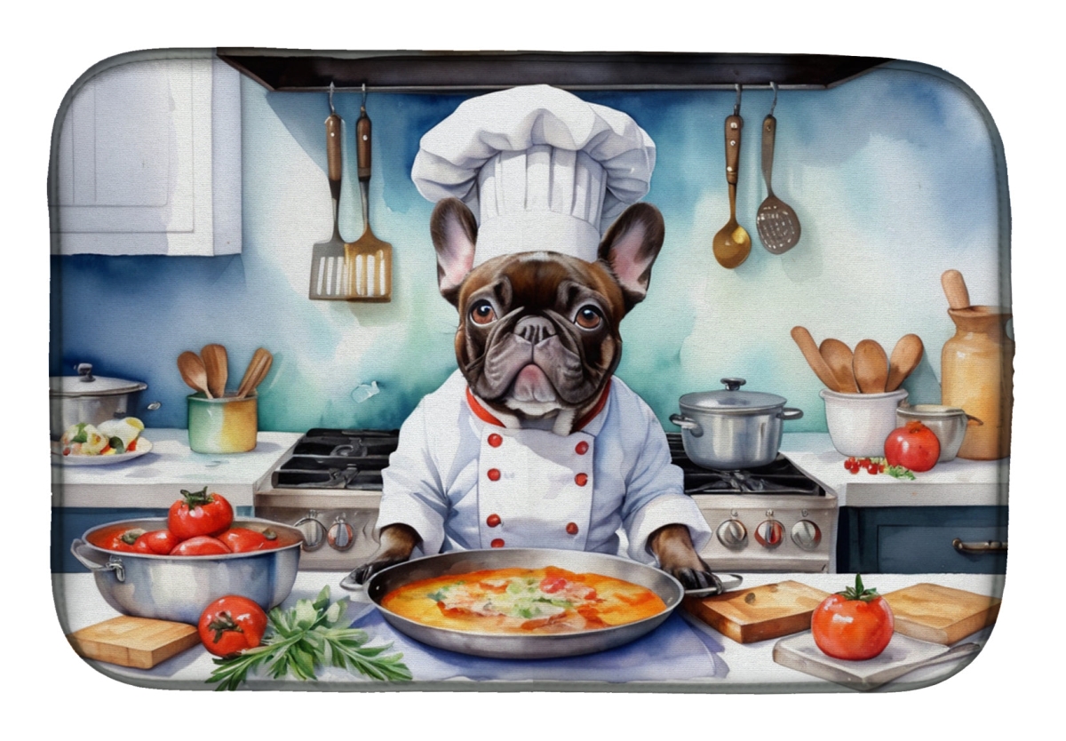 Picture of Carolines Treasures DAC6251DDM 21 x 14 in. French Bulldog The Chef Dish Drying Mat