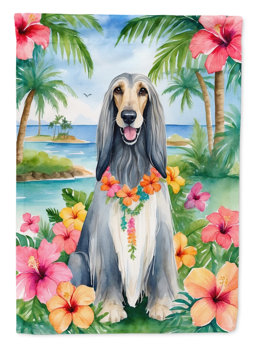DAC6346CHF 40 x 28 in. Afghan Hound Luau House Flag