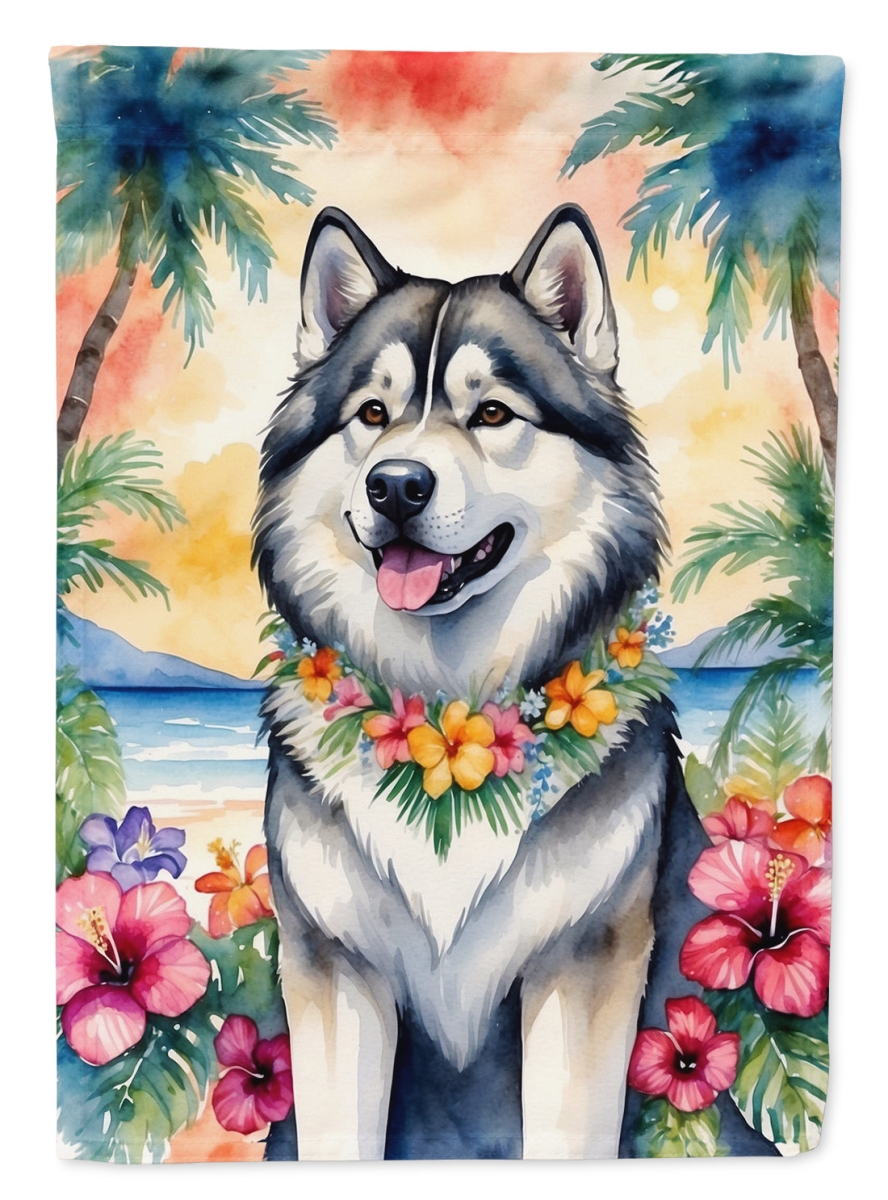 40 x 28 in. Alaskan Malamute Luau House Flag