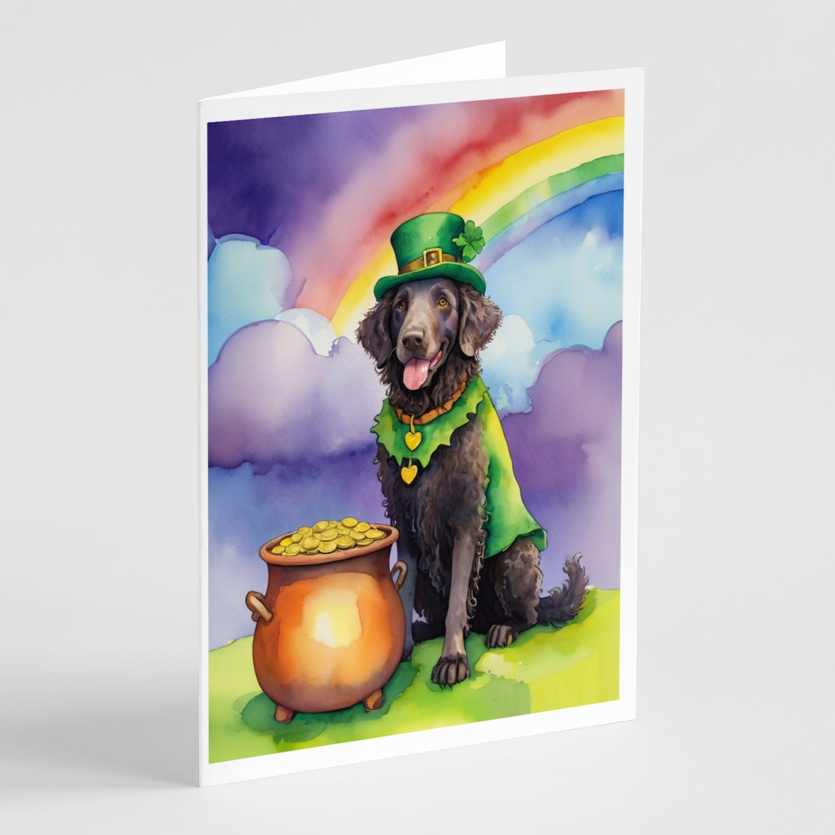 DAC5523GCA7P 5 x 7 in. Curly-Coated Retriever St Patricks Day Greeting Cards - Pack of 8