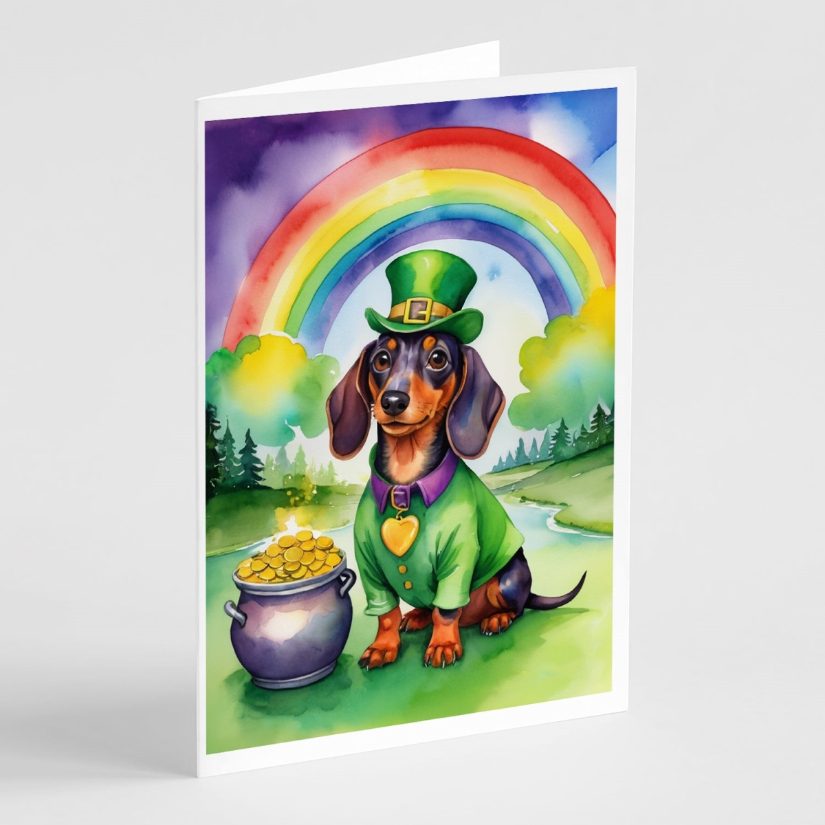 DAC5524GCA7P 5 x 7 in. Dachshund St Patricks Day Greeting Cards - Pack of 8