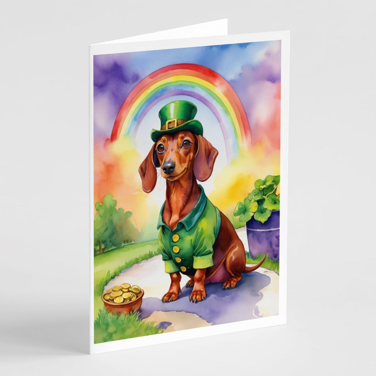DAC5525GCA7P 5 x 7 in. Dachshund St Patricks Day Greeting Cards - Pack of 8