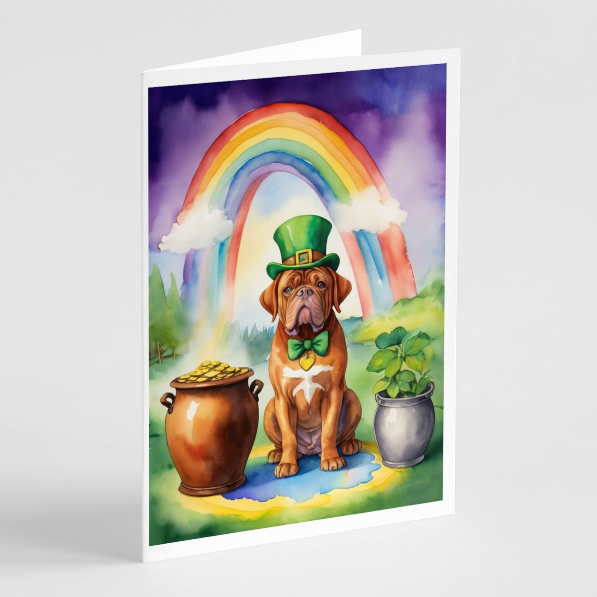 DAC5528GCA7P 5 x 7 in. Dogue De Bordeaux St Patricks Day Greeting Cards - Pack of 8