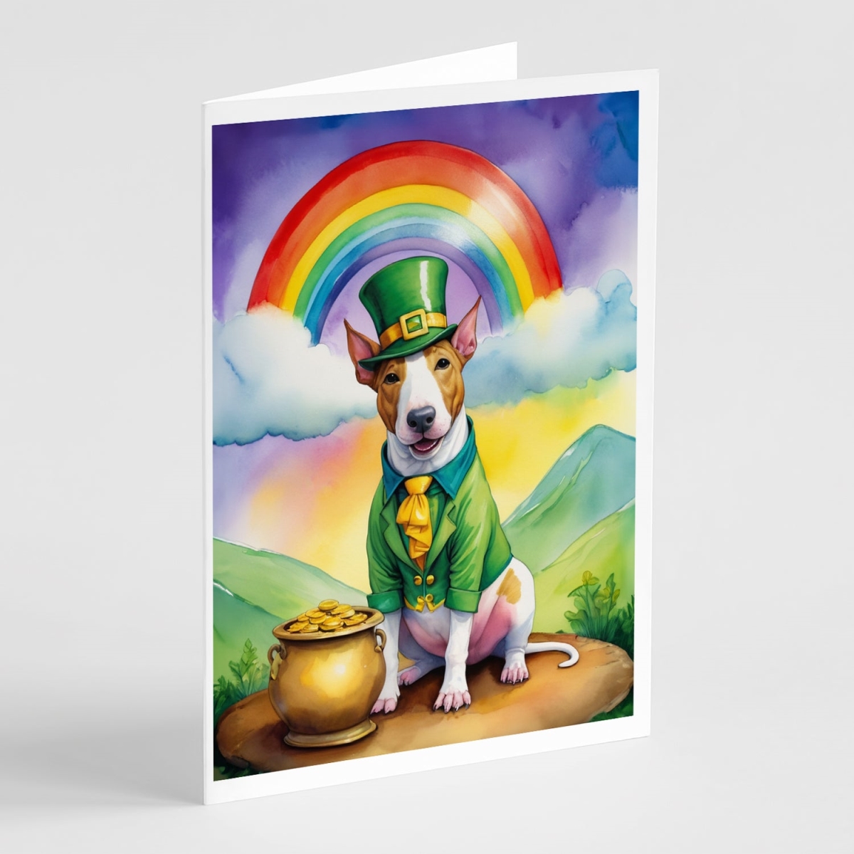 DAC5529GCA7P 5 x 7 in. English Bull Terrier St Patricks Day Greeting Cards - Pack of 8