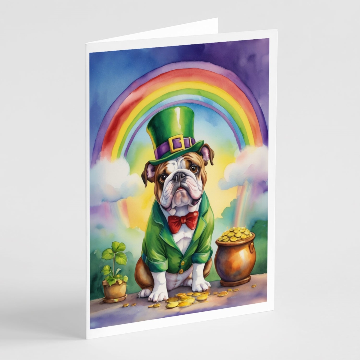 DAC5530GCA7P 5 x 7 in. English Bulldog St Patricks Day Greeting Cards - Pack of 8
