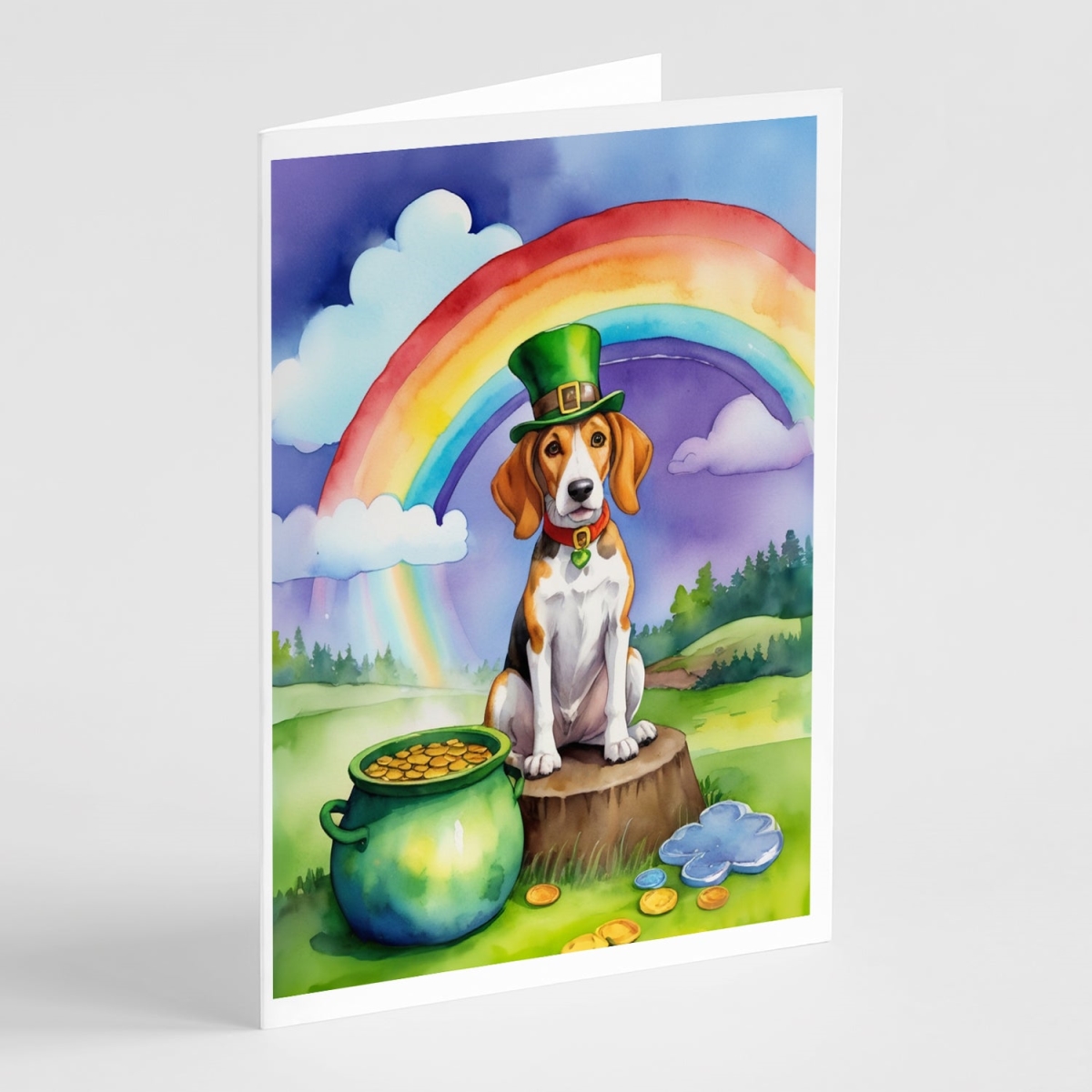 DAC5533GCA7P 5 x 7 in. English Foxhound St Patricks Day Greeting Cards - Pack of 8