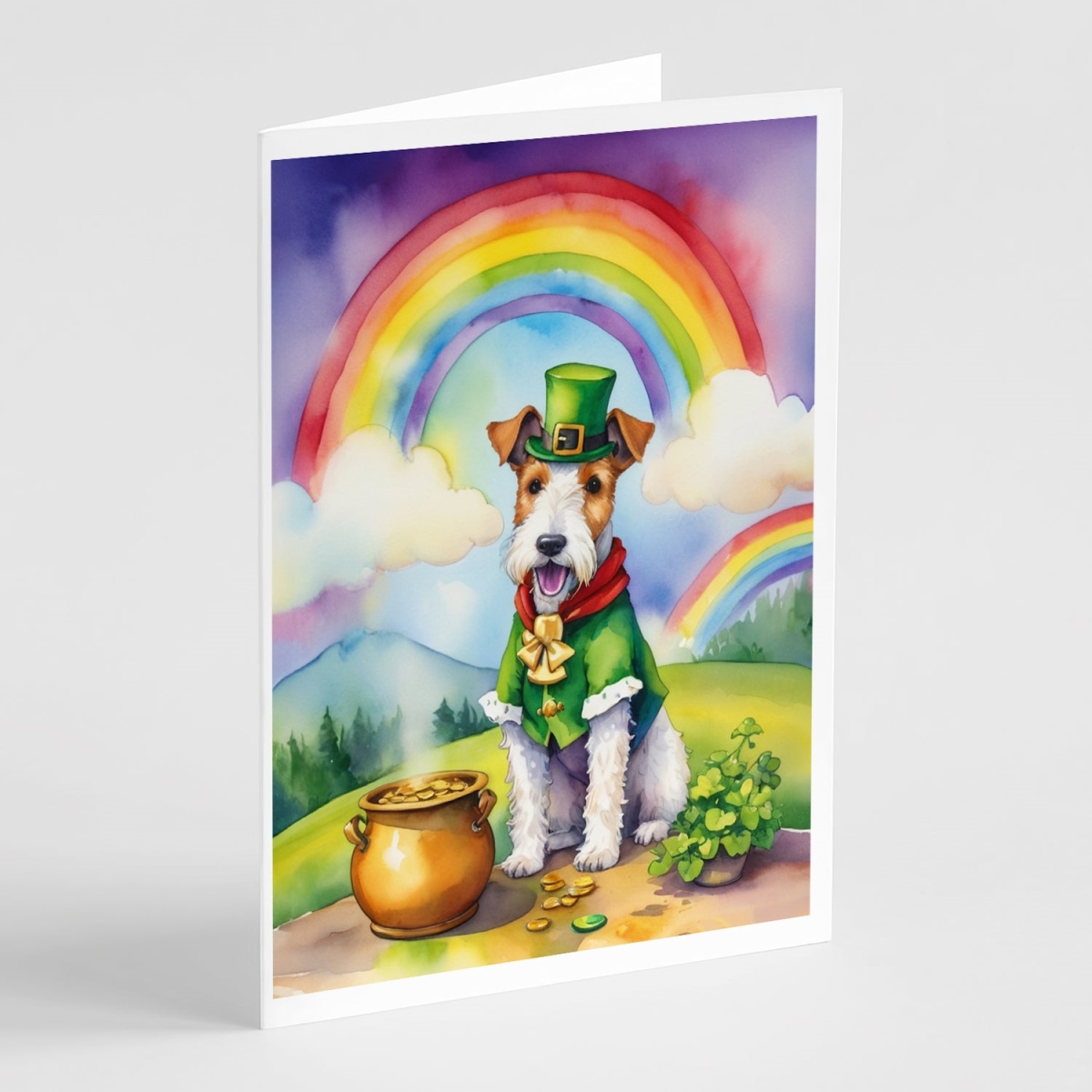 DAC5539GCA7P 5 x 7 in. Fox Terrier St Patricks Day Greeting Cards - Pack of 8