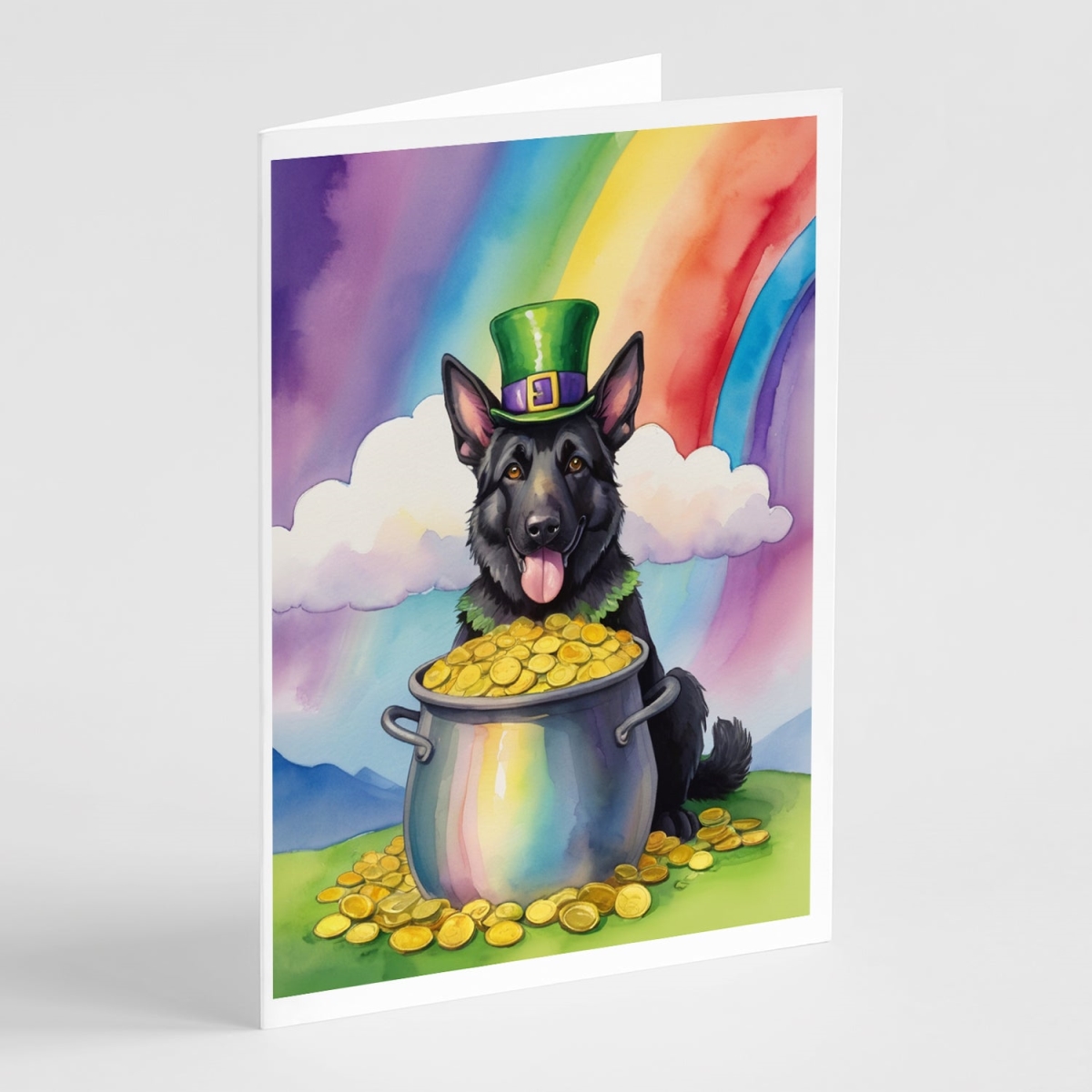 5 x 7 in. German Shepherd St Patricks Day Greeting Cards - Pack of 8