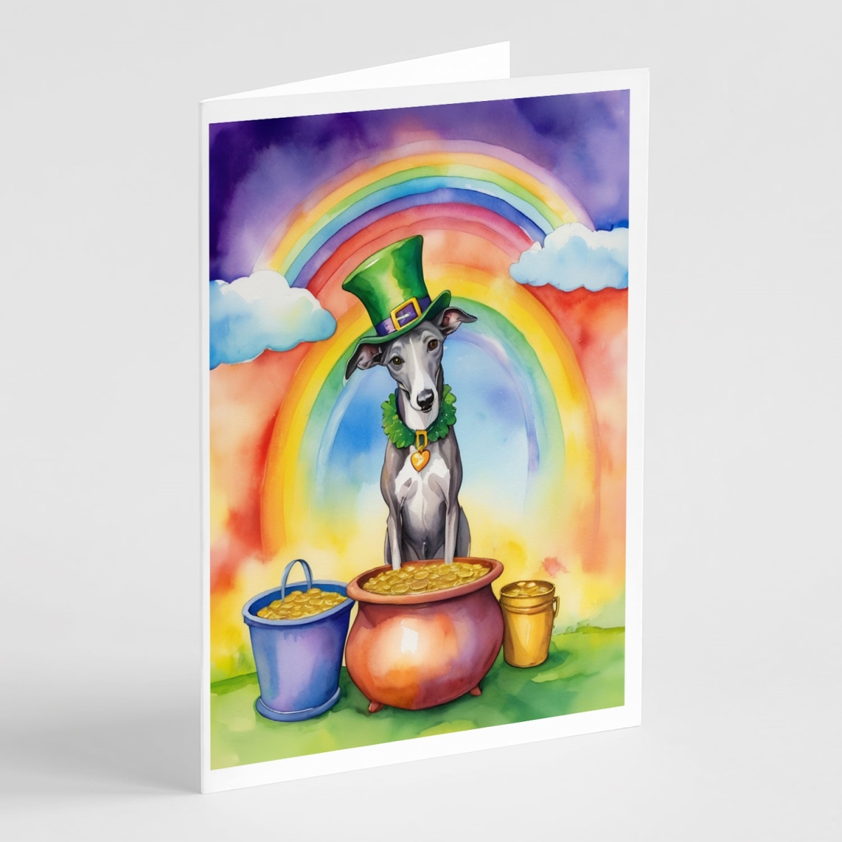 5 x 7 in. Greyhound St Patricks Day Greeting Cards - Pack of 8