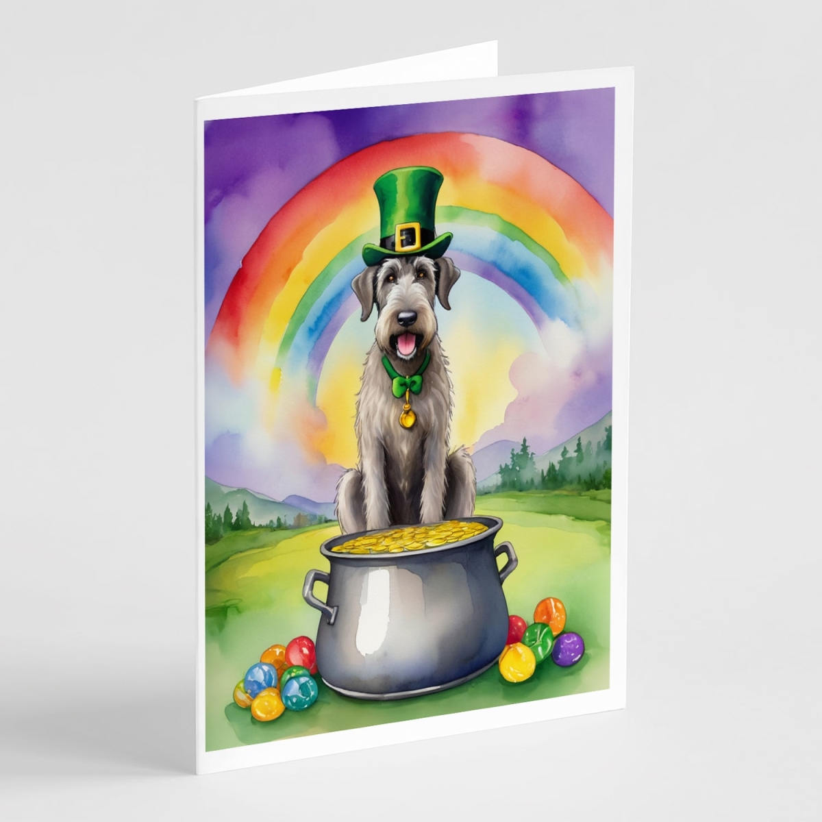 5 x 7 in. Irish Wolfhound St Patricks Day Greeting Cards - Pack of 8