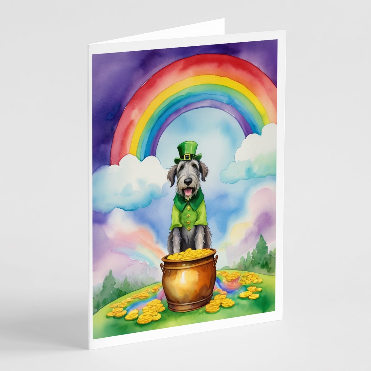 5 x 7 in. Irish Wolfhound St Patricks Day Greeting Cards - Pack of 8