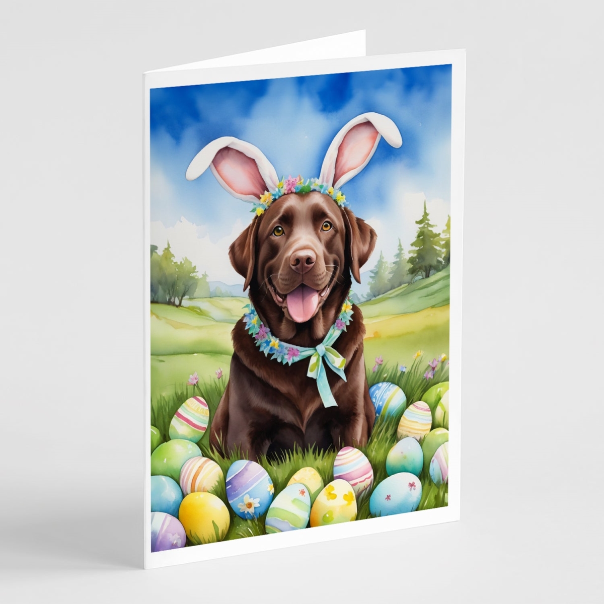 DAC5095GCA7P 5 x 7 in. Chocolate Labrador Retriever Easter Egg Hunt Greeting Cards - Pack of 8