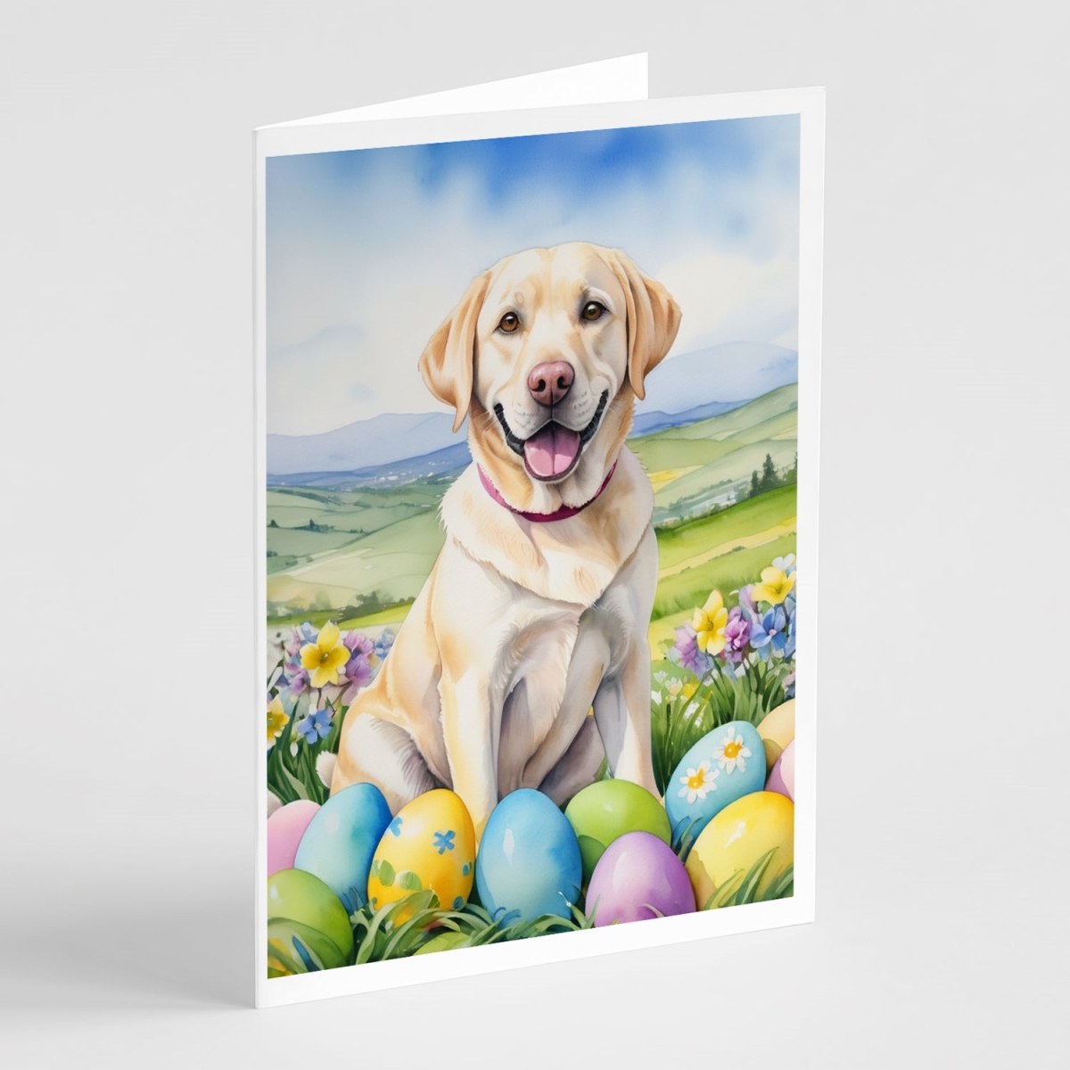 5 x 7 in. Yellow Labrador Retriever Easter Egg Hunt Greeting Cards - Pack of 8