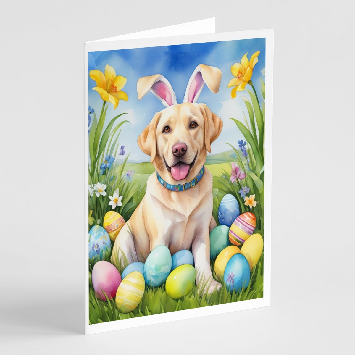 DAC5097GCA7P 5 x 7 in. Yellow Labrador Retriever Easter Egg Hunt Greeting Cards - Pack of 8