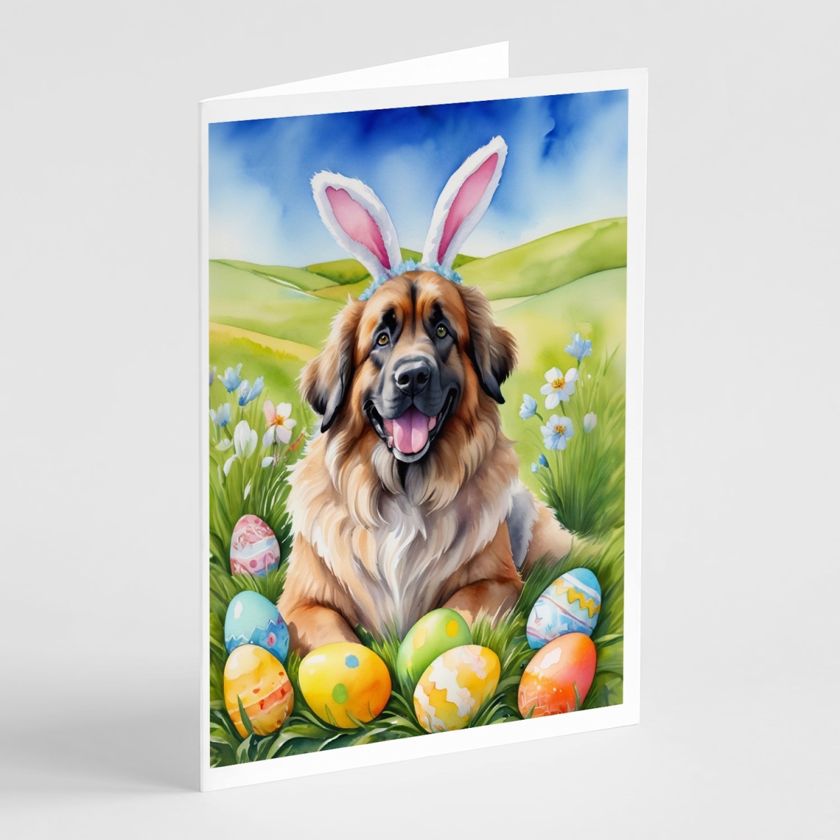 DAC5105GCA7P 5 x 7 in. Leonberger Easter Egg Hunt Greeting Cards - Pack of 8