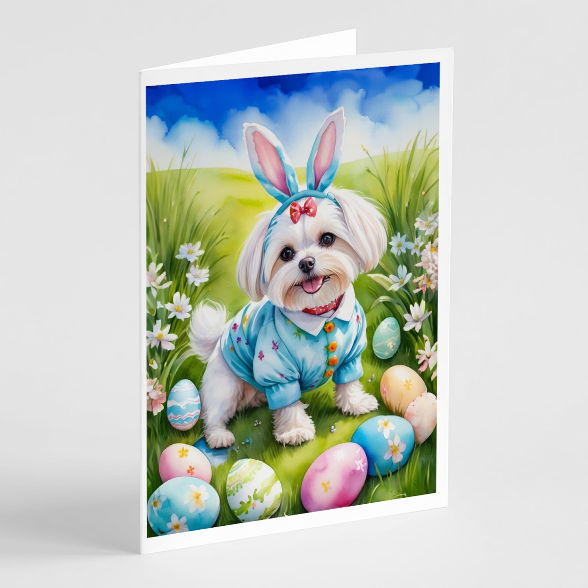 DAC5111GCA7P 5 x 7 in. Maltese Easter Egg Hunt Greeting Cards - Pack of 8