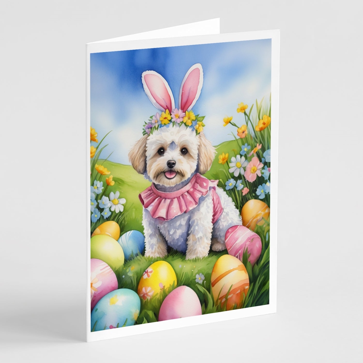 DAC5112GCA7P 5 x 7 in. Maltipoo Easter Egg Hunt Greeting Cards - Pack of 8
