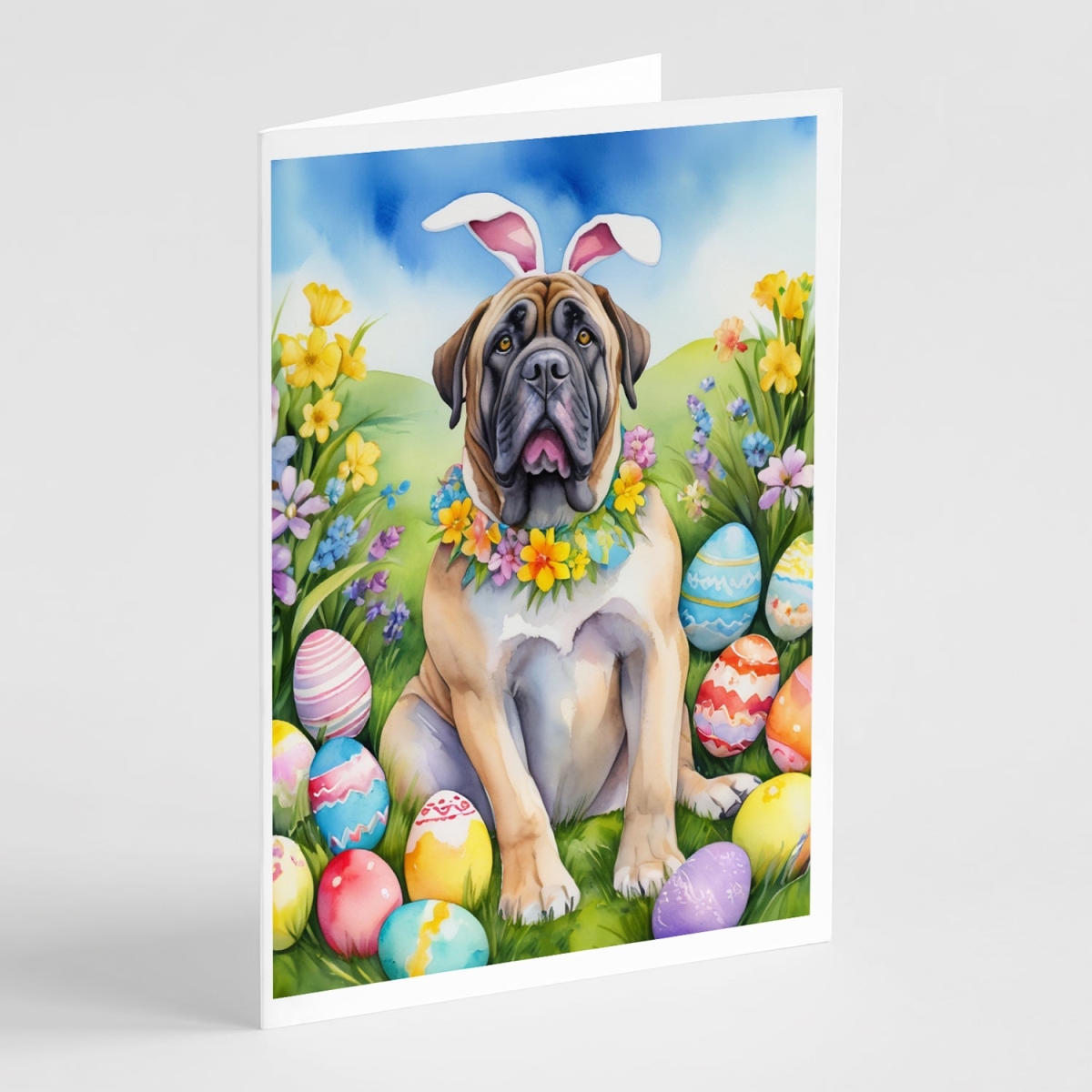 DAC5115GCA7P 5 x 7 in. Mastiff Easter Egg Hunt Greeting Cards - Pack of 8