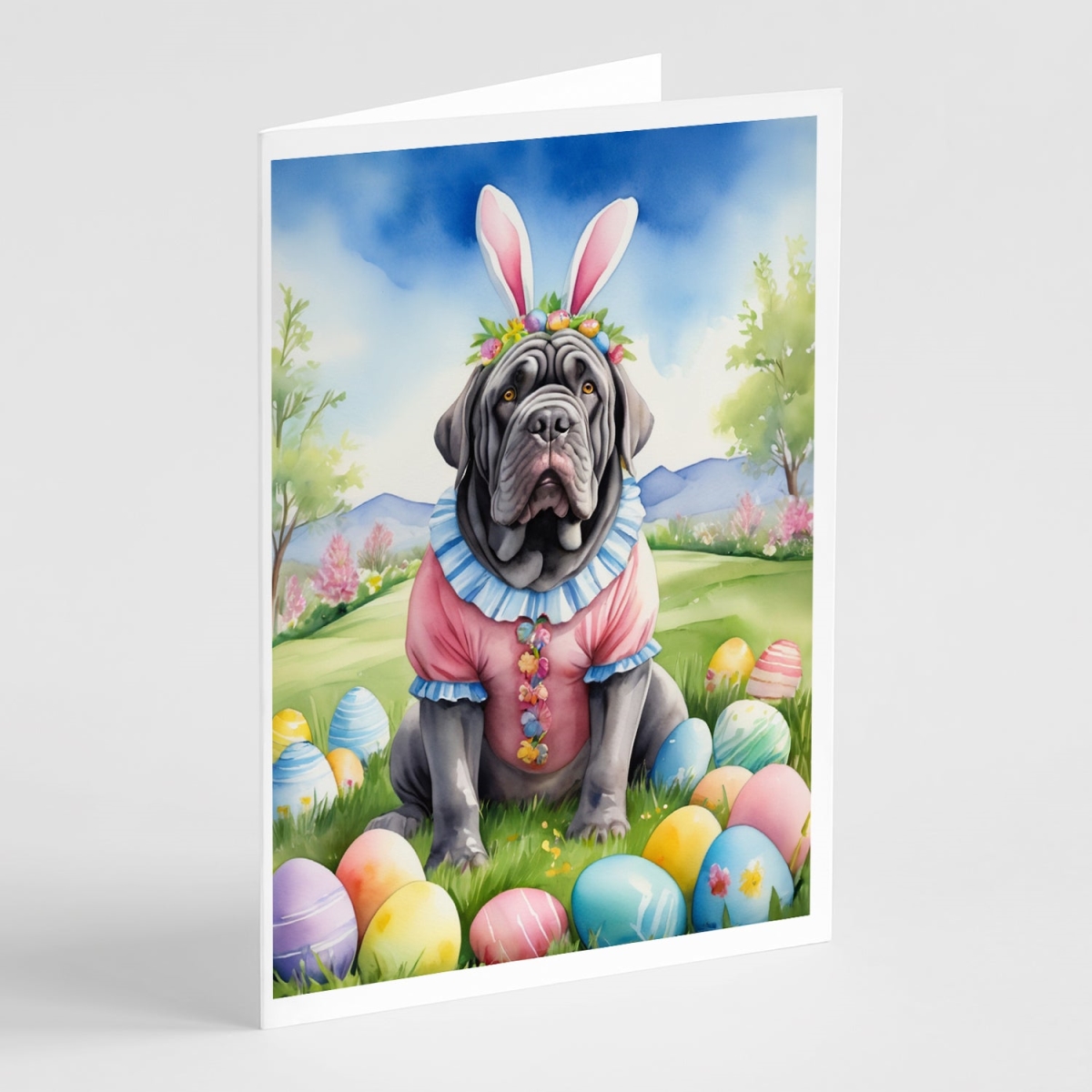 DAC5119GCA7P 5 x 7 in. Neapolitan Mastiff Easter Egg Hunt Greeting Cards - Pack of 8