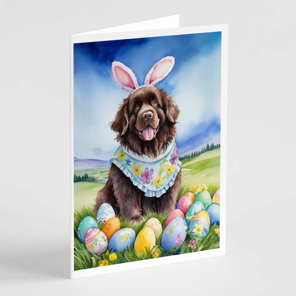 5 x 7 in. Foundland Easter Egg Hunt Greeting Cards - Pack of 8