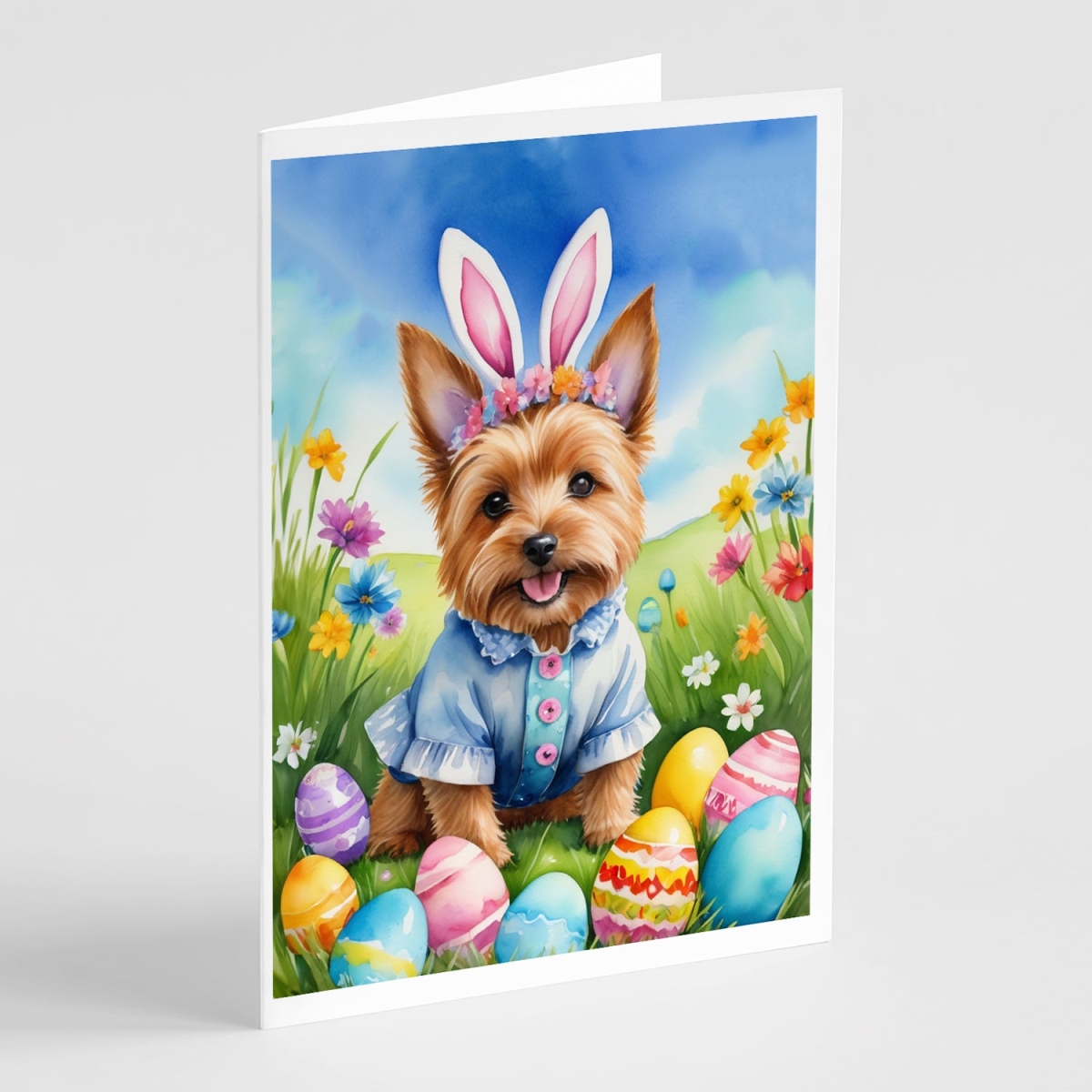 5 x 7 in. Norwich Terrier Easter Egg Hunt Greeting Cards - Pack of 8