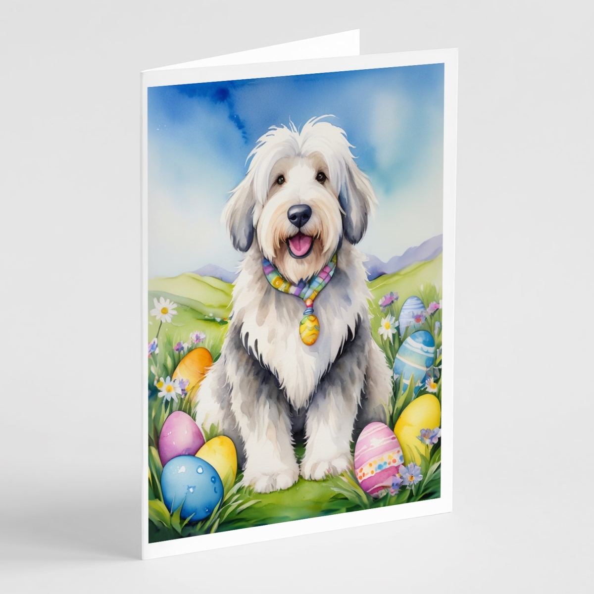 DAC5126GCA7P 5 x 7 in. Old English Sheepdog Easter Egg Hunt Greeting Cards - Pack of 8