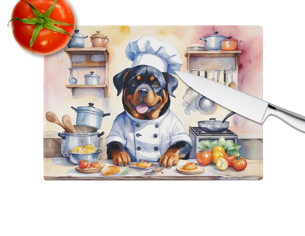 15 x 12 in. Rottweiler The Chef Glass Cutting Board