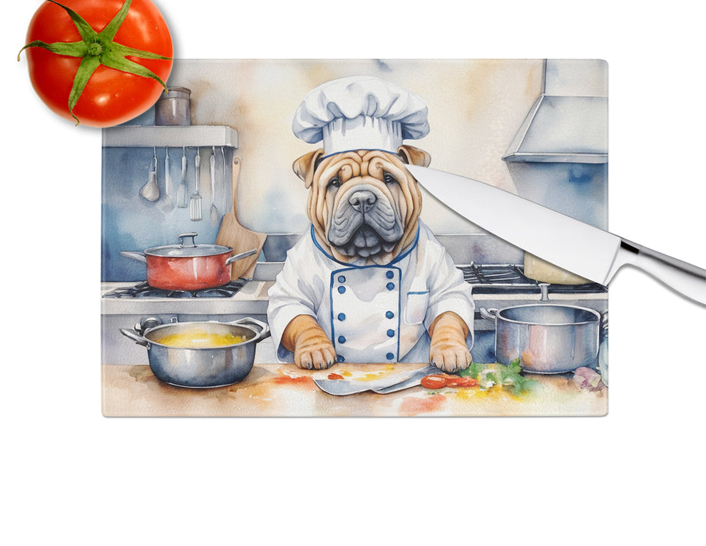 DAC6324LCB 15 x 12 in. Shar Pei The Chef Glass Cutting Board