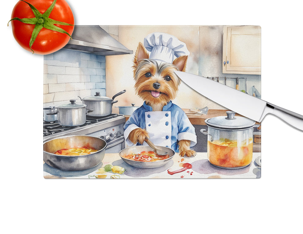 15 x 12 in. Silky Terrier The Chef Glass Cutting Board