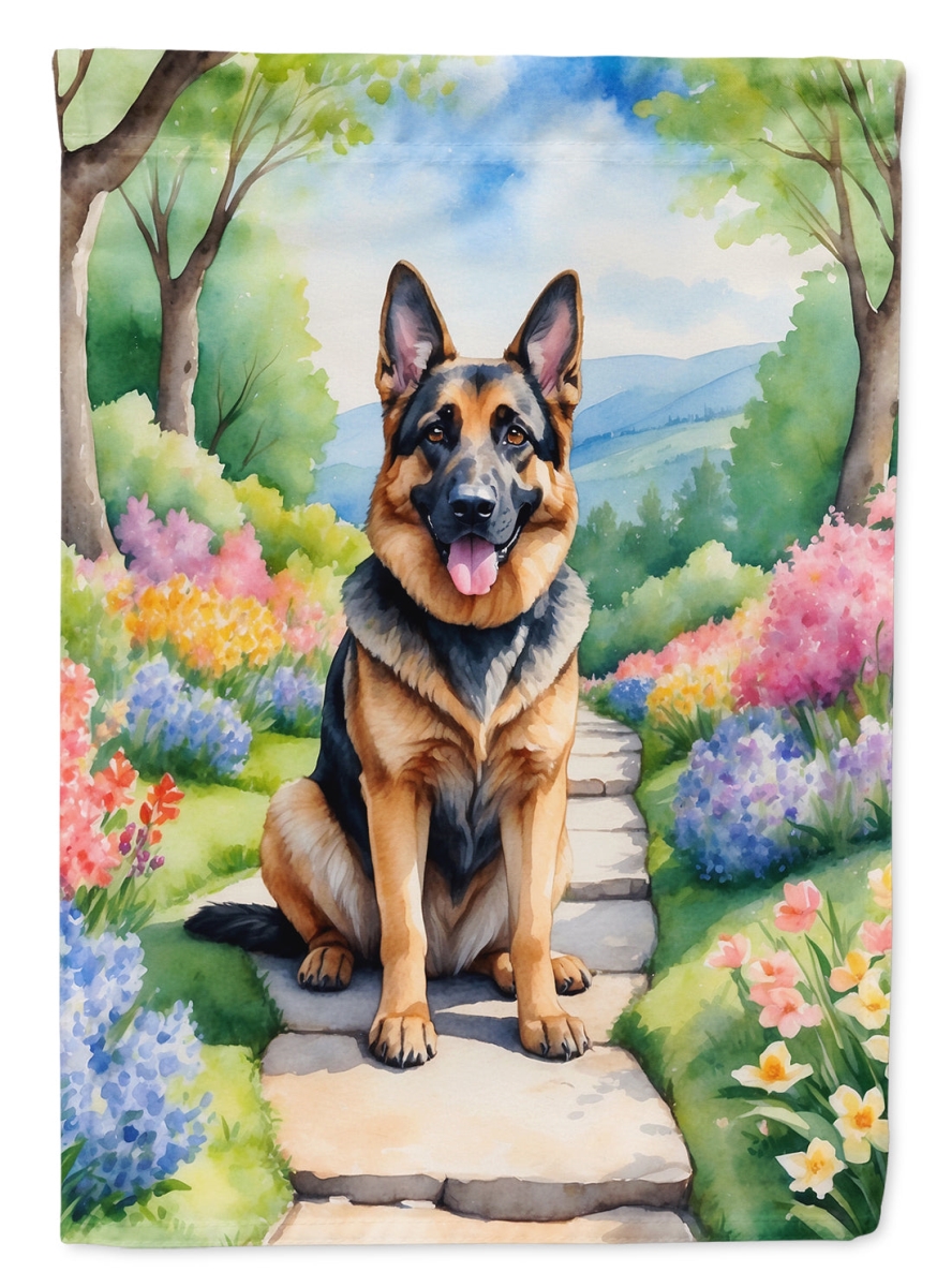 DAC6631GF 15.5 x 11.25 in. German Shepherd Spring Path Garden Flag
