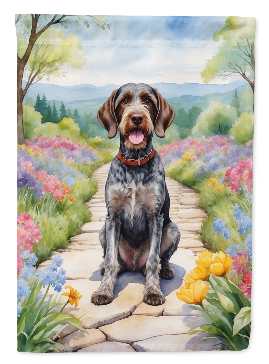 DAC6634GF 15.5 x 11.25 in. German Wirehaired Pointer Spring Path Garden Flag
