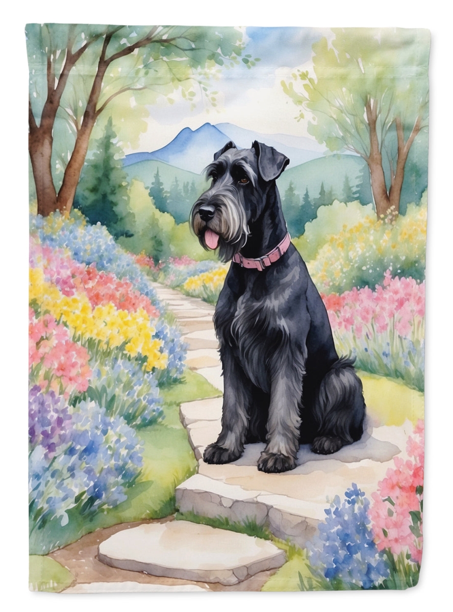 DAC6635GF 15.5 x 11.25 in. Giant Schnauzer Spring Path Garden Flag