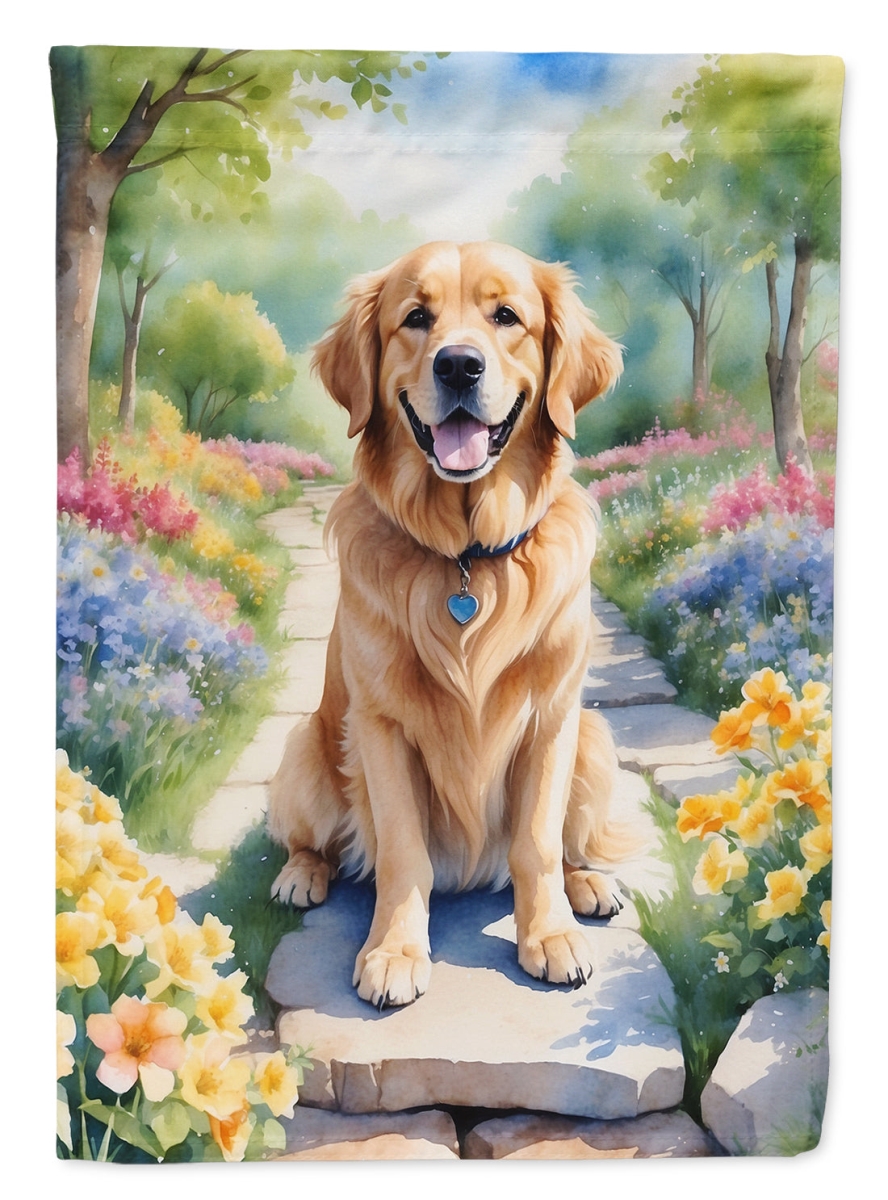 15.5 x 11.25 in. Golden Retriever Spring Path Garden Flag