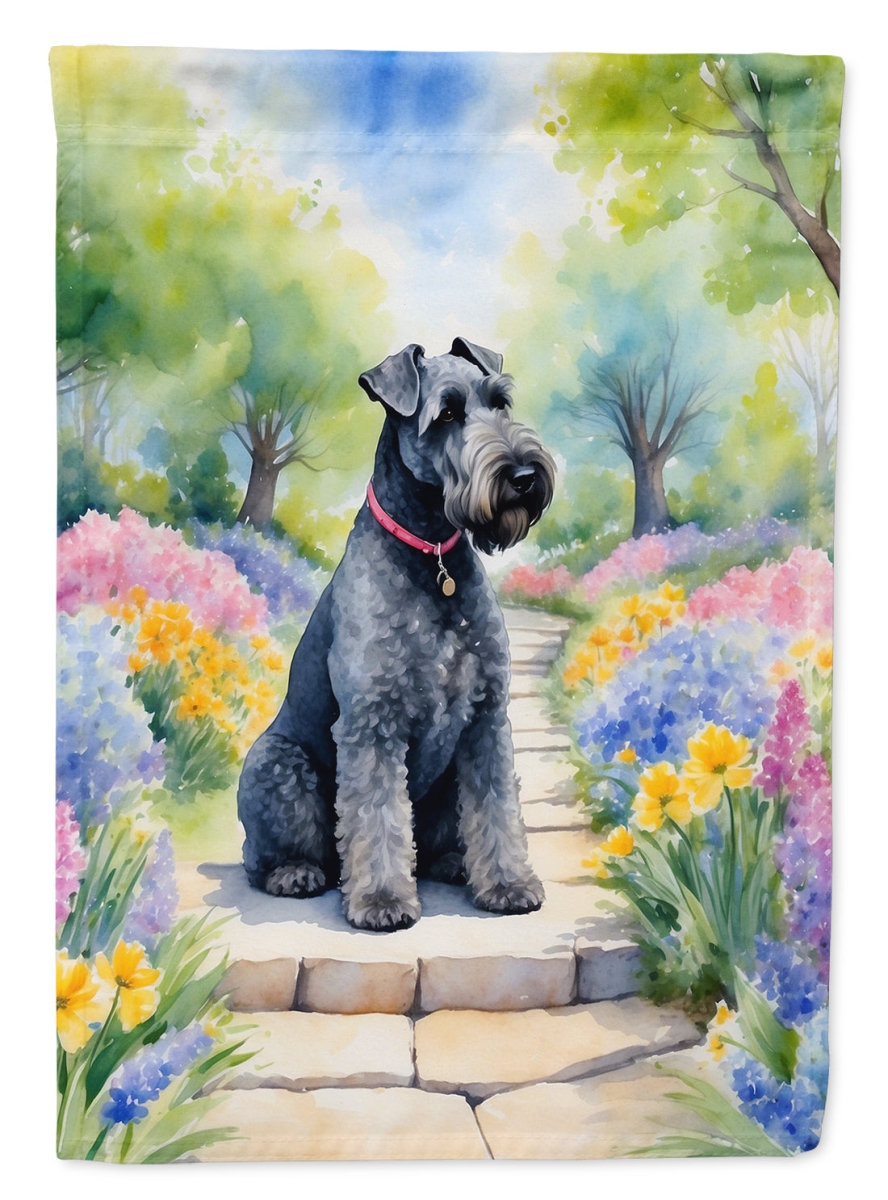 DAC6657GF 15.5 x 11.25 in. Kerry Blue Terrier Spring Path Garden Flag