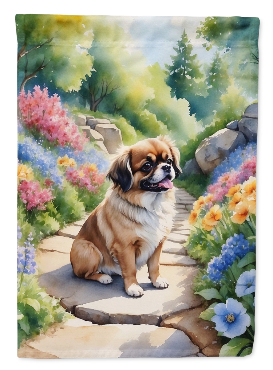 40 x 28 in. Tibetan Spaniel Spring Path House Flag