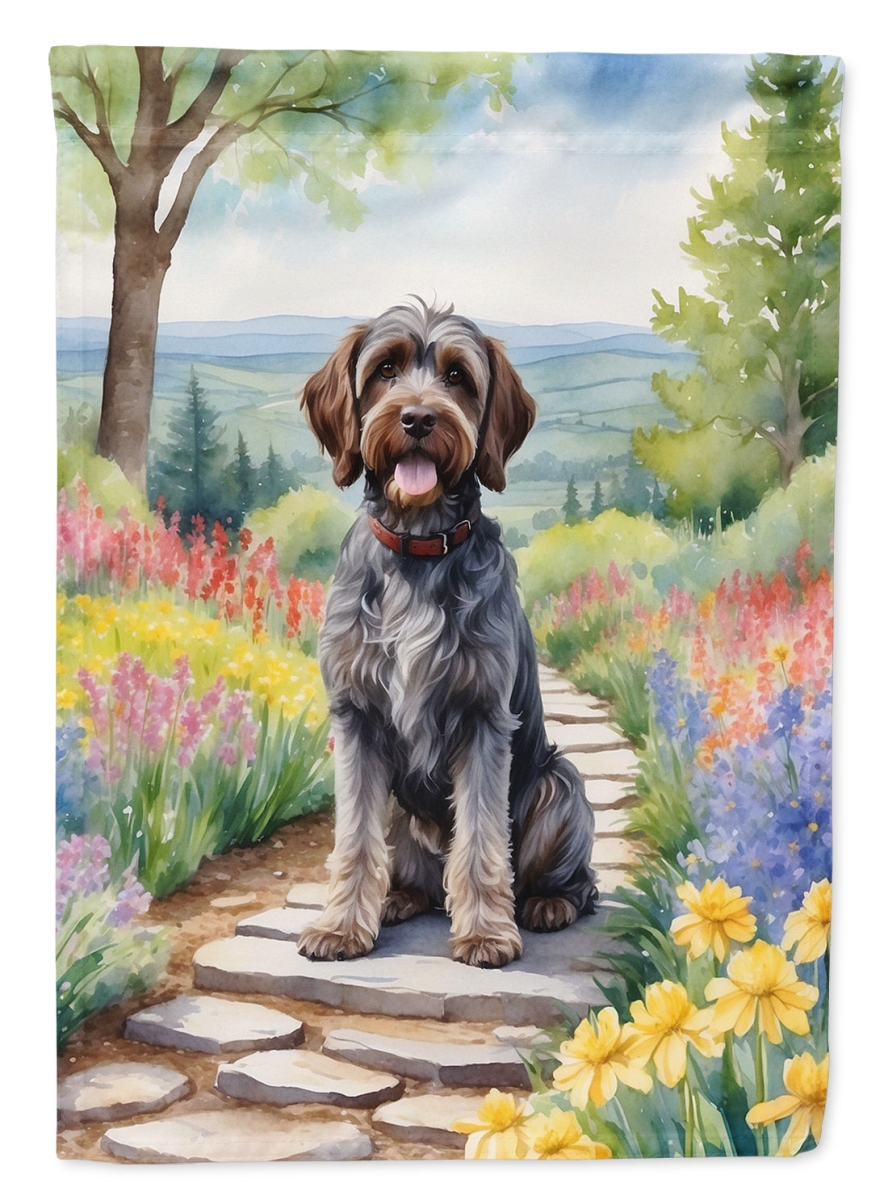 DAC6734CHF 40 x 28 in. Wirehaired Pointing Griffon Spring Path House Flag